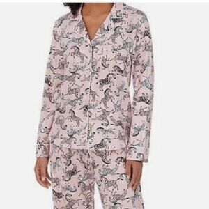 Women's XXL DKNY 2 Piece Soft Knit PJ Set Pink Zebra Print Pajamas Sleepwear 2XL